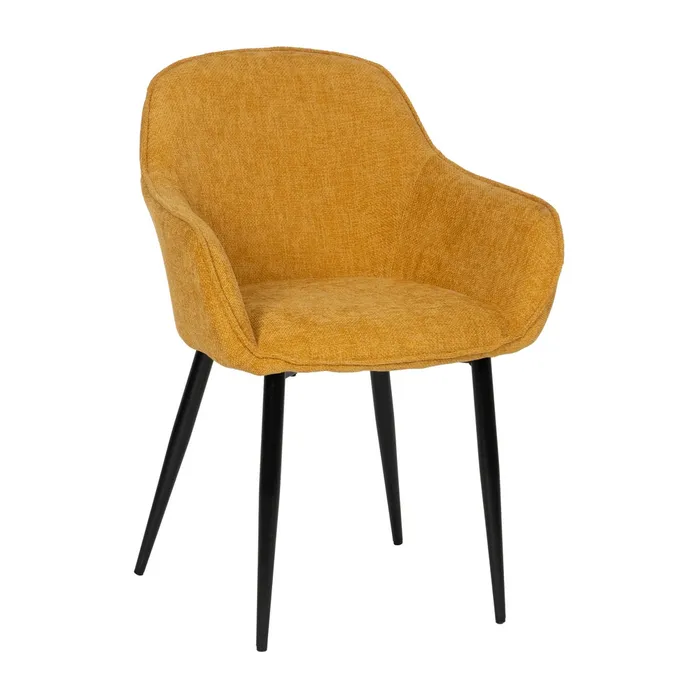 Scaune galben muștar tapițate cu brațe – set 2 bucăți, stil modern [2]