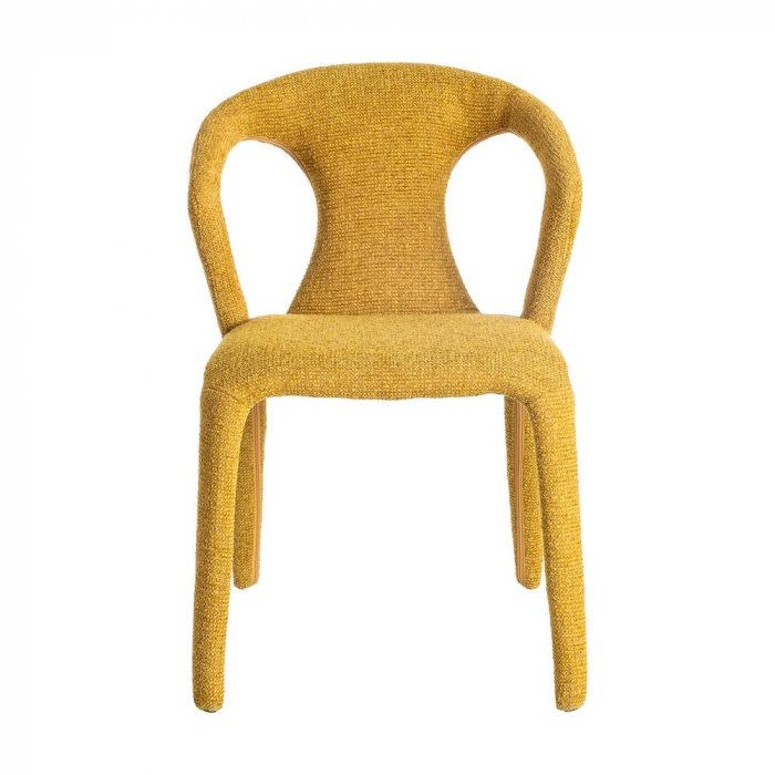 Set de 2 scaune galbene din stofă cu cadru metalic pentru dining și HORECA [3]
