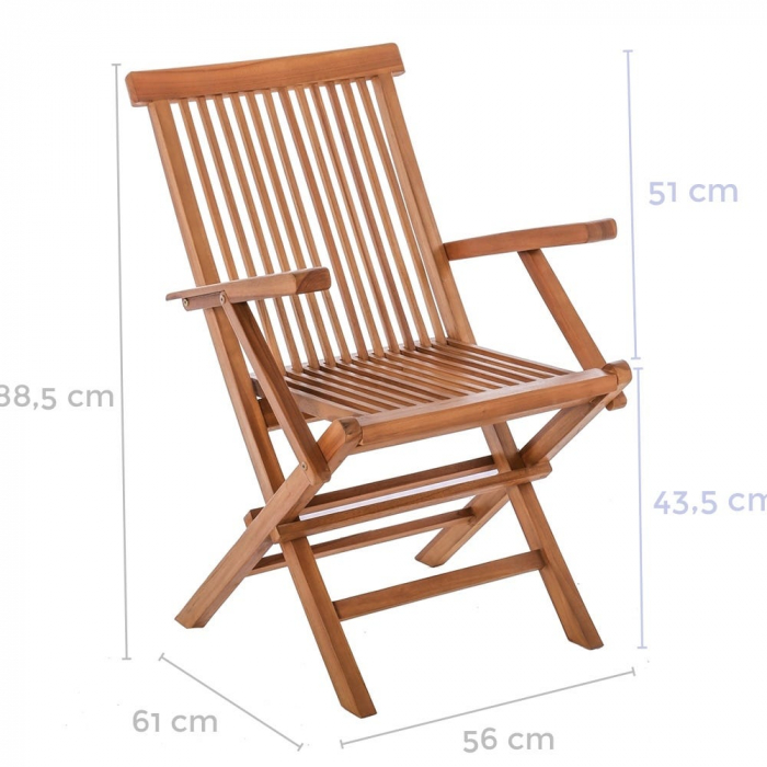 Scaune pliabile din lemn de tec – cu brațe, alamă și design rustic [2]