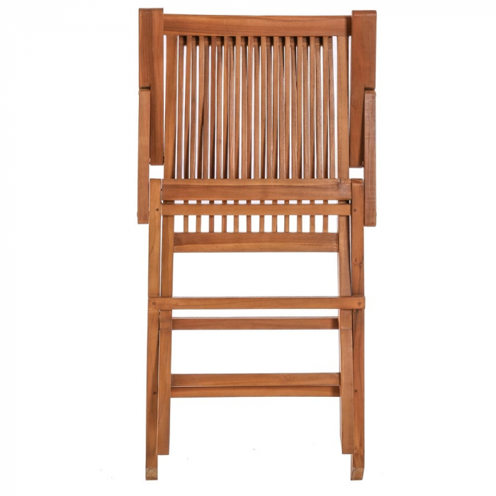 Scaune pliabile din lemn de tec – cu brațe, alamă și design rustic [4]