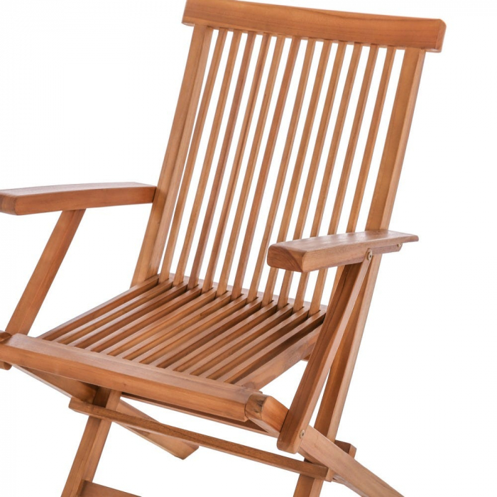 Scaune pliabile din lemn de tec – cu brațe, alamă și design rustic [3]