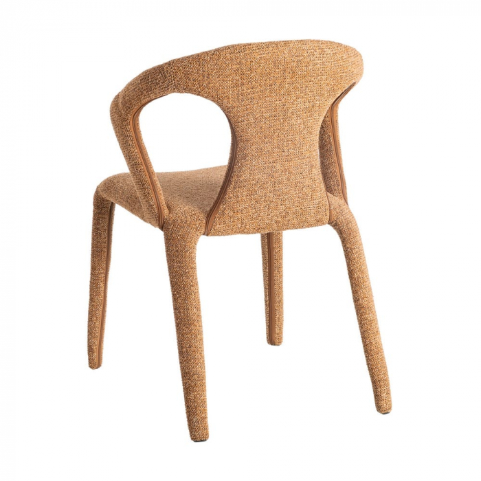 Set de 2 scaune maro cărămiziu din stofă cu structură metalică pentru dining și HORECA [5]