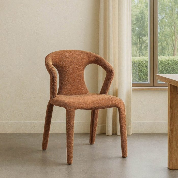 Set de 2 scaune maro cărămiziu din stofă cu structură metalică pentru dining și HORECA [1]