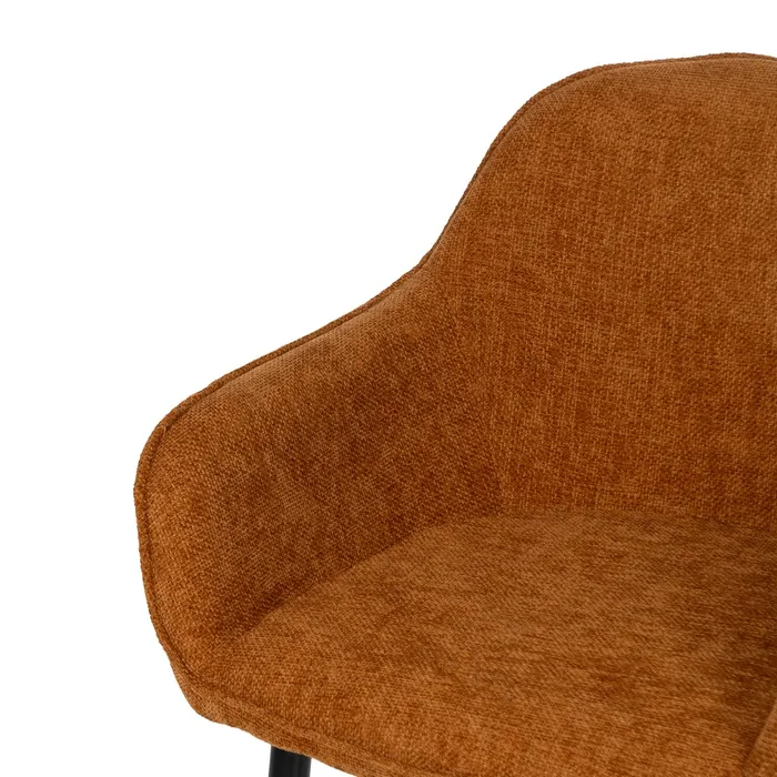 Scaune maro tapițate cu brațe – set 2 bucăți, design rustic modern [6]