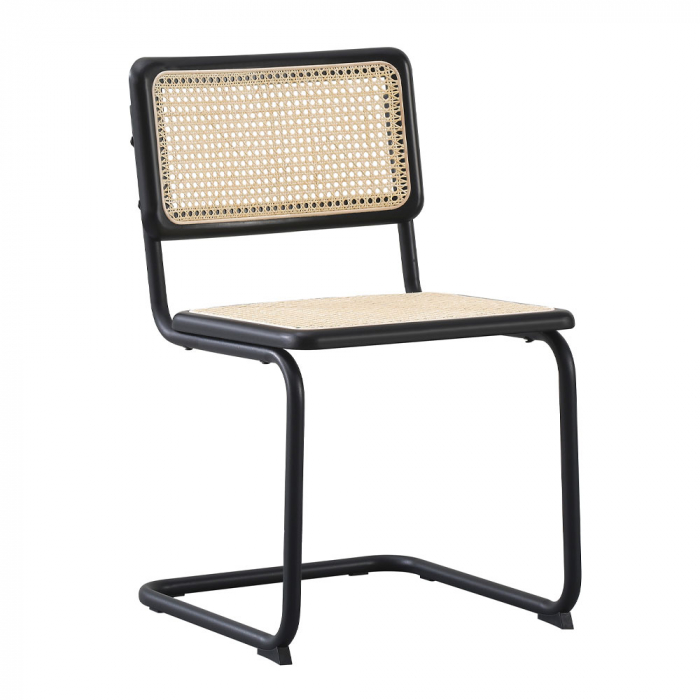 Scaune Broyer negre lemn rattan picioare metal [1]