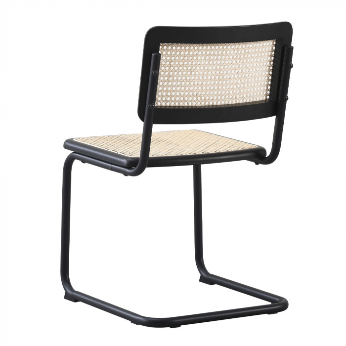 Scaune Broyer negre lemn rattan picioare metal [3]