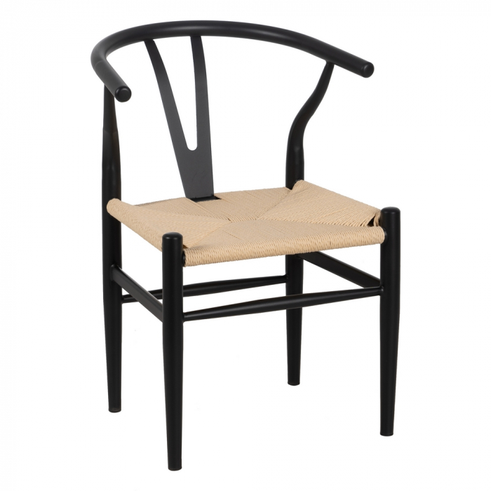 Set scaune negre metal si fibre hartie|Scaune eco-friendly pentru decor modern [2]