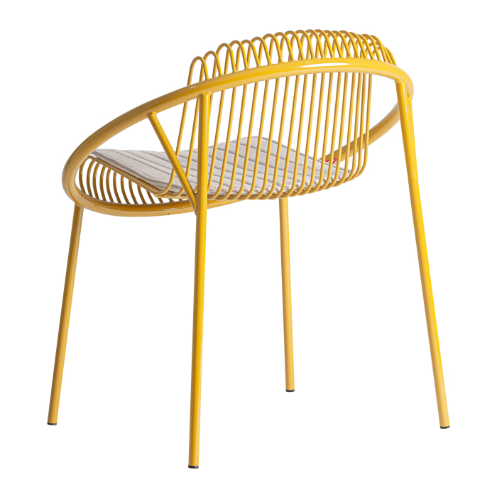 Set de 2 scaune outdoor din metal mustard cu pernă gri pentru HoReCa [3]