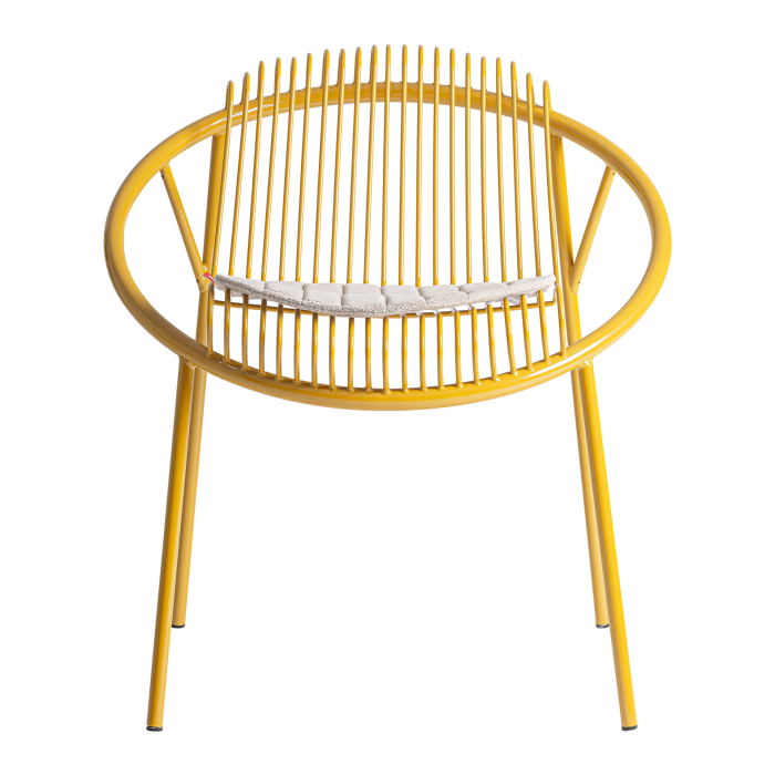 Set de 2 scaune outdoor din metal mustard cu pernă gri pentru HoReCa [8]