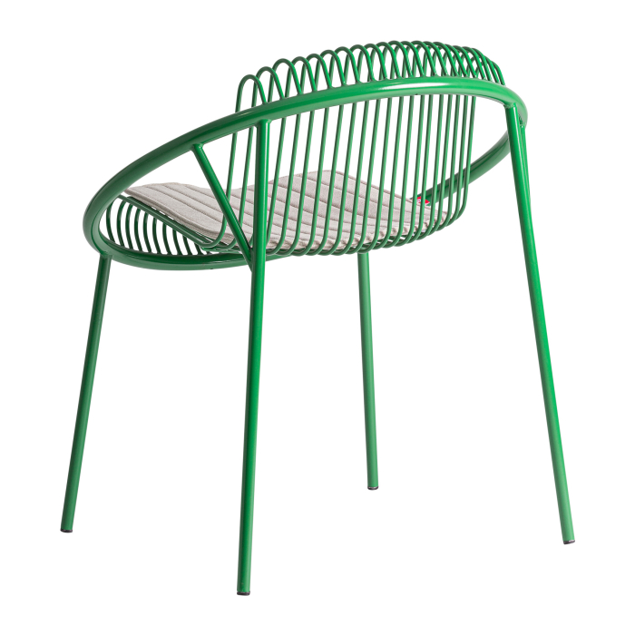 Set de 2 scaune outdoor din metal verde cu pernă bej pentru HoReCa [2]