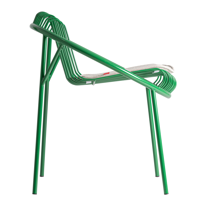 Set de 2 scaune outdoor din metal verde cu pernă bej pentru HoReCa [3]