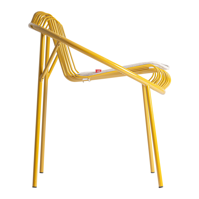 Set de 2 scaune outdoor din metal mustard cu pernă gri pentru HoReCa [7]