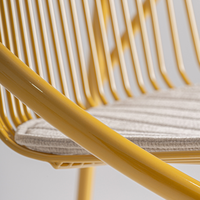 Set de 2 scaune outdoor din metal mustard cu pernă gri pentru HoReCa [5]