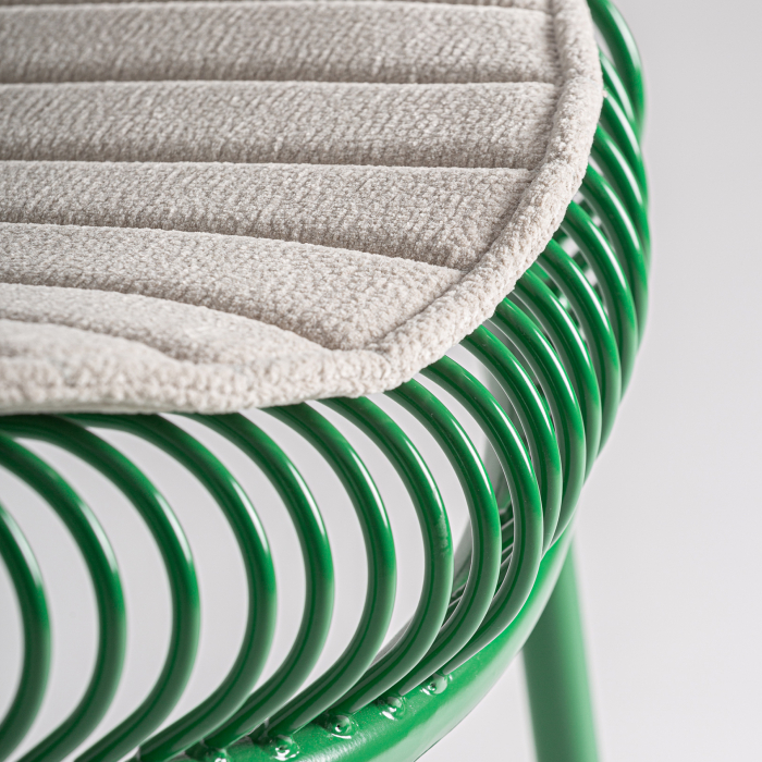 Set de 2 scaune outdoor din metal verde cu pernă bej pentru HoReCa [9]