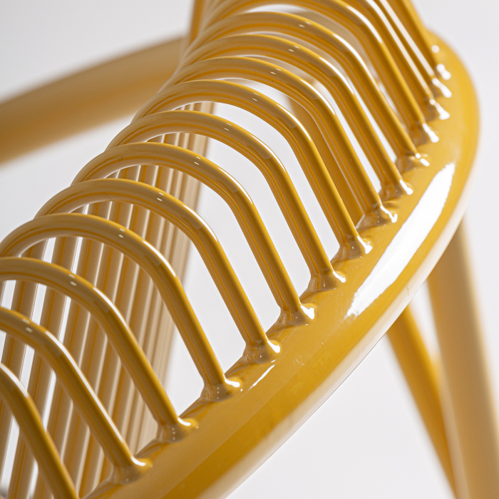 Set de 2 scaune outdoor din metal mustard cu pernă gri pentru HoReCa [4]