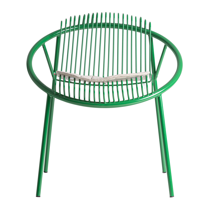 Set de 2 scaune outdoor din metal verde cu pernă bej pentru HoReCa [4]