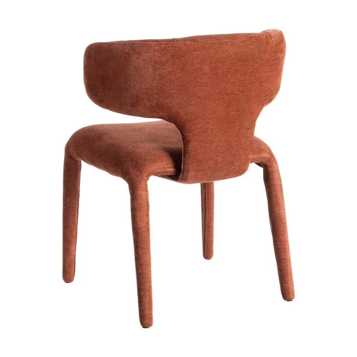 Scaune dining stofă teracotă cu spătar lateral modelat – set 2 [5]