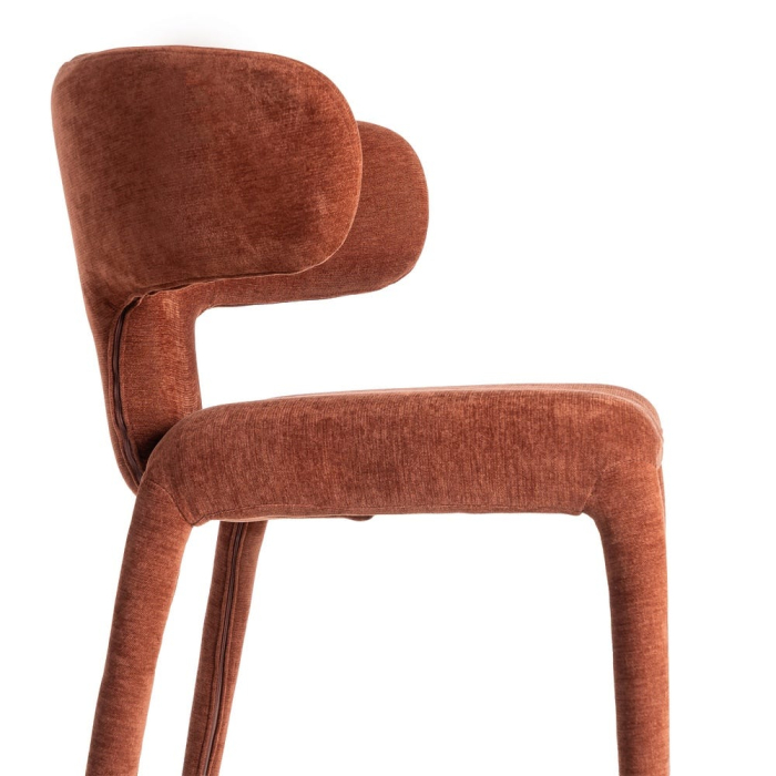 Scaune dining stofă teracotă cu spătar lateral modelat – set 2 [7]