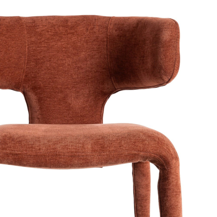 Scaune dining stofă teracotă cu spătar lateral modelat – set 2 [9]