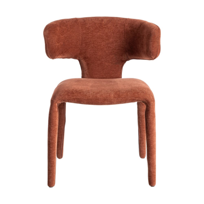 Scaune dining stofă teracotă cu spătar lateral modelat – set 2 [3]