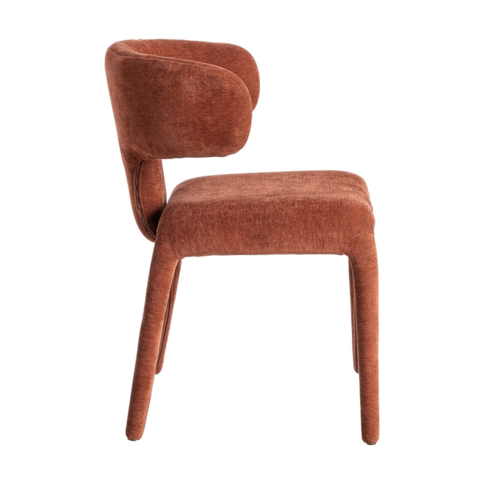 Scaune dining stofă teracotă cu spătar lateral modelat – set 2 [4]