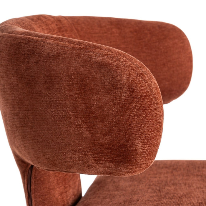 Scaune dining stofă teracotă cu spătar lateral modelat – set 2 [8]