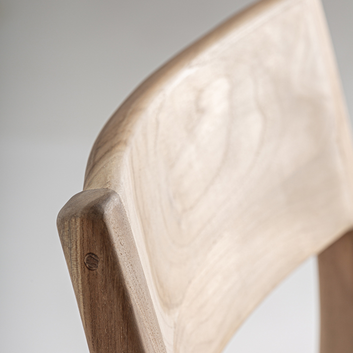 Setul de 2 scaune pentru dining stivuibile din lemn de tec maro si cu sezut impletit din fibra naturala Caen 45x50x81 cm [7]