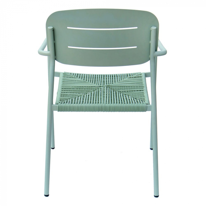 Set de 2 scaune Moshi mint cu oțel vopsit și împletitură din sfoară sintetică, rezistent pentru exterior, model stivuibil pentru terase și horeca [4]