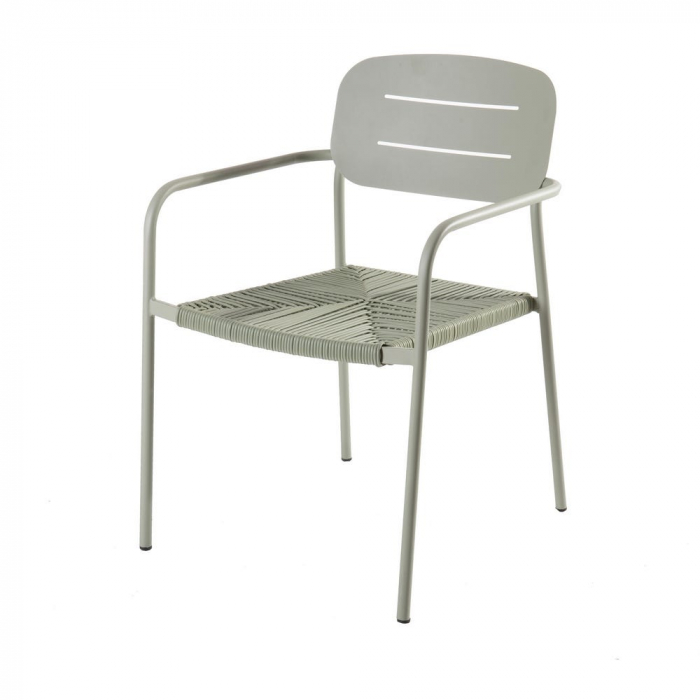 Set de 2 scaune Moshi mint cu oțel vopsit și împletitură din sfoară sintetică, rezistent pentru exterior, model stivuibil pentru terase și horeca [1]
