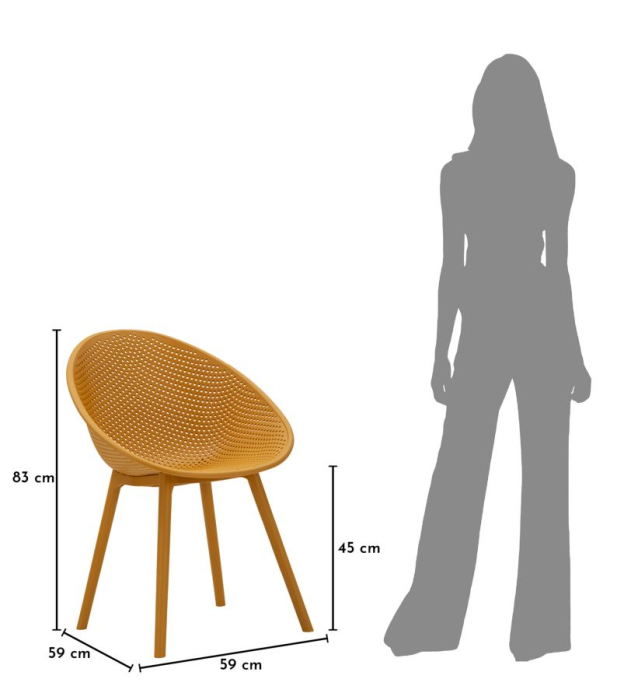 Set 2 scaune gradina plastic mustar perforat 59x59x83 cm [11]