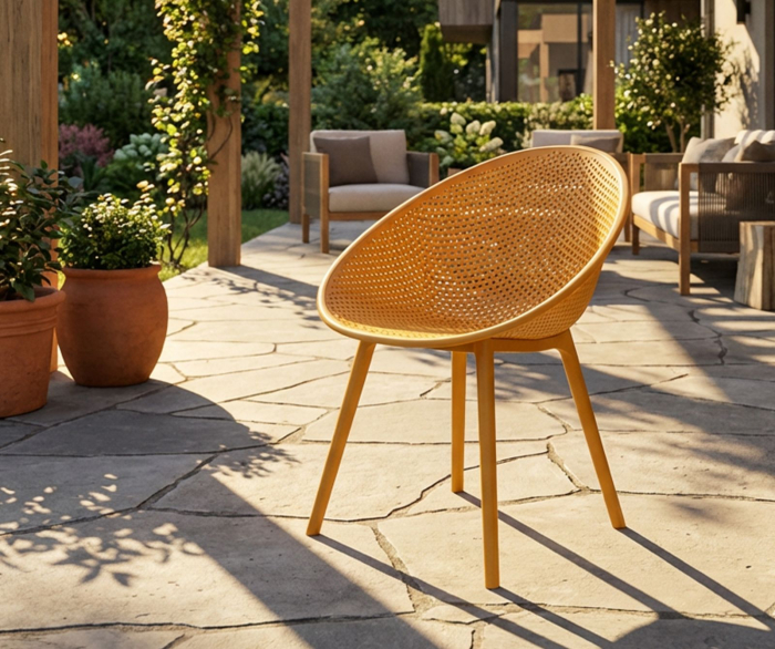 Set 2 scaune gradina plastic mustar perforat 59x59x83 cm [10]