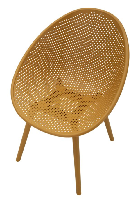 Set 2 scaune gradina plastic mustar perforat 59x59x83 cm [4]