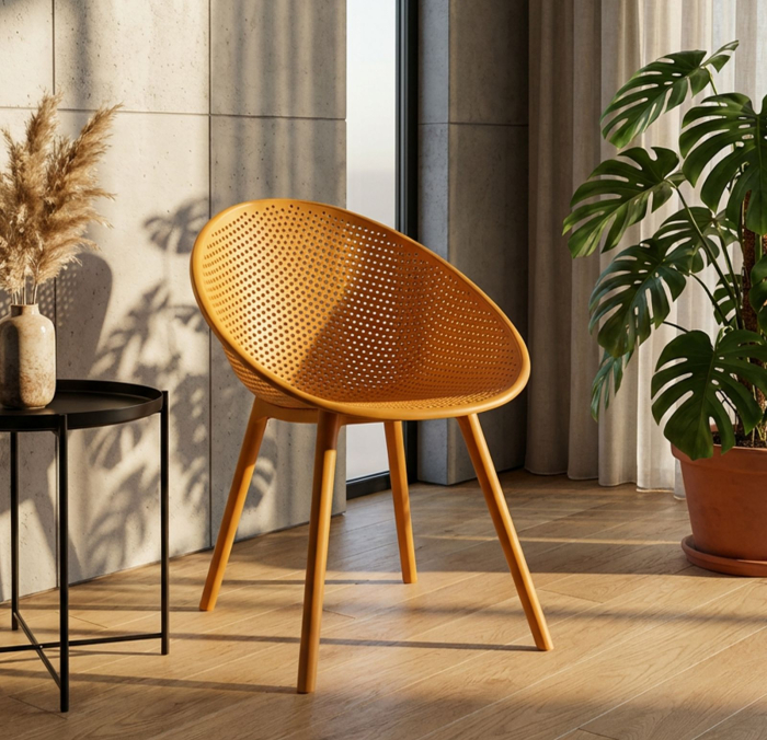 Set 2 scaune gradina plastic mustar perforat 59x59x83 cm [9]