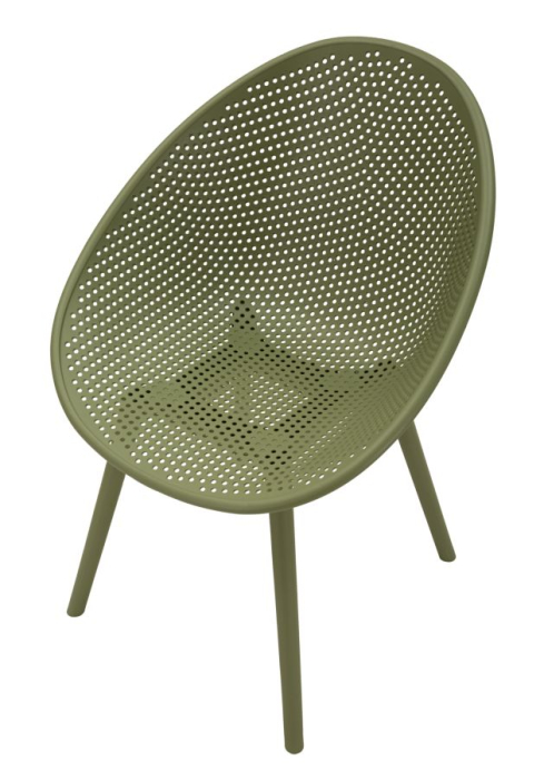 Set 2 scaune terasa plastic verde salvie perforat 59x59x83 cm [4]