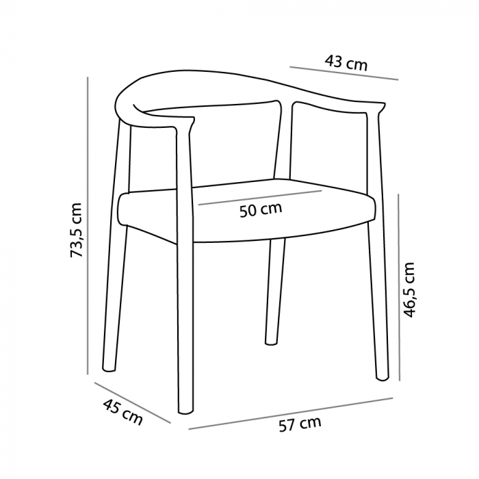 Set de 2 scaune stejar perna neagra Fuji 57x45x73.5 [8]