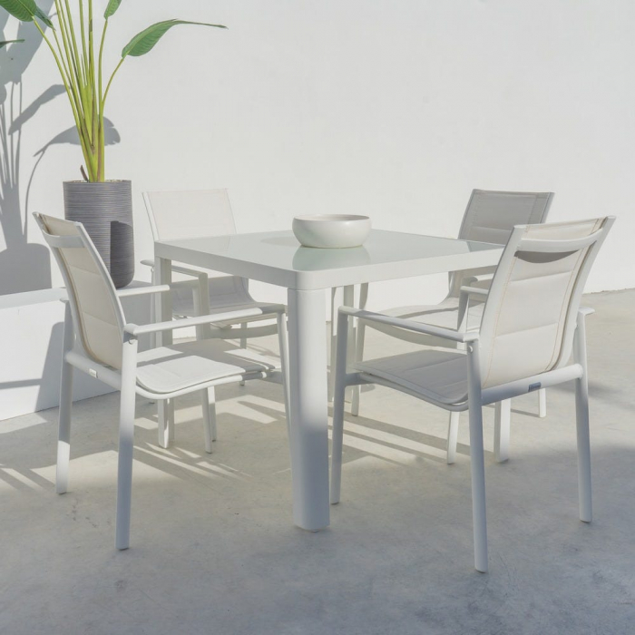 set de 2 scaune Stella White alb cu textil căptușit și cadru stivuibil [2]