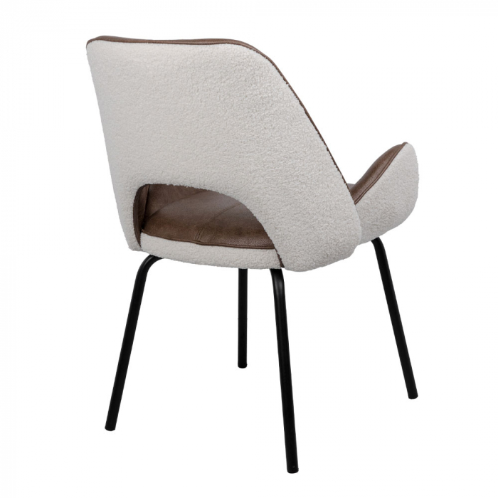 Set de 2 scaune Monte cu tapițerie în două nuanțe și cadru metalic – vedere laterală [6]