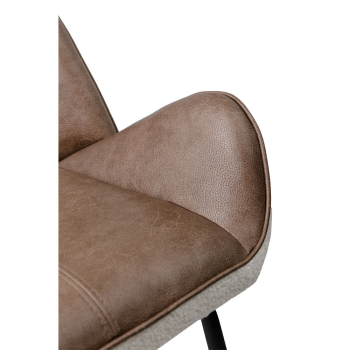 Set de 2 scaune Monte cu tapițerie în două nuanțe și cadru metalic – vedere laterală [10]