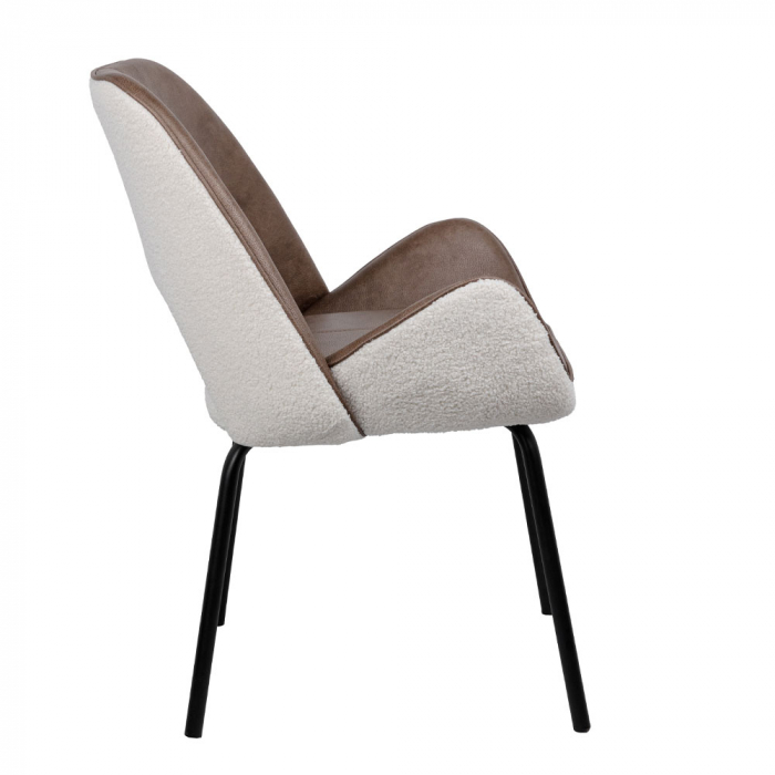 Set de 2 scaune Monte cu tapițerie în două nuanțe și cadru metalic – vedere laterală [5]