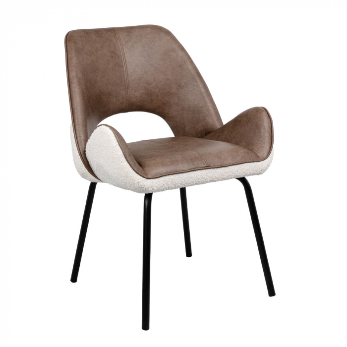 Set de 2 scaune Monte cu tapițerie în două nuanțe și cadru metalic – vedere laterală [2]