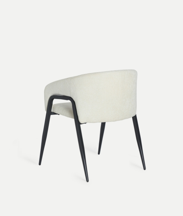 Set de 2 scaune tapitate off white cu brate si structura metalica Aren [6]