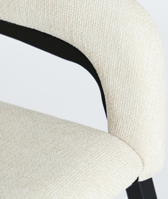 Set de 2 scaune tapitate off white cu brate si structura metalica Aren [3]