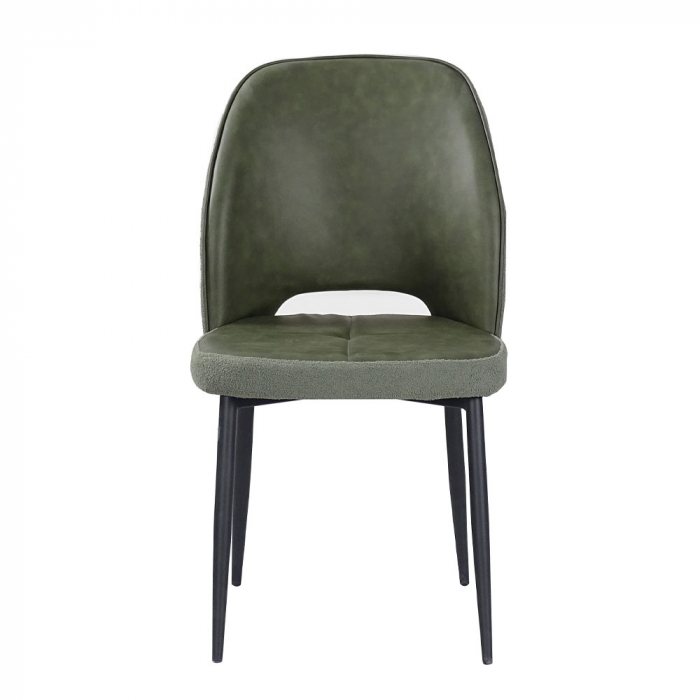 Scaune verde oliv Bouton cu piele ecologică și boucle [5]