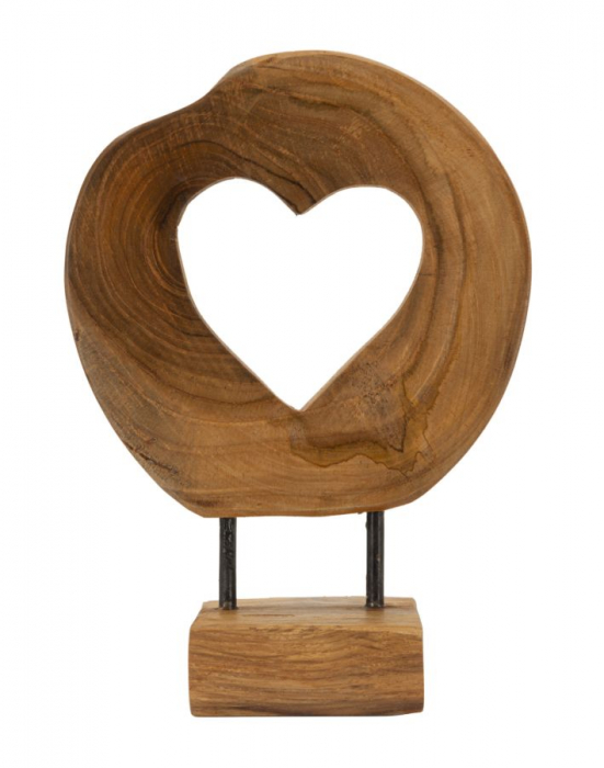 Sculptură decorativă lemn teak cu inimă decupată – imagine principală – Hasi [1]