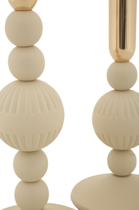 Sfeșnice decorative metalice crem cu sfere – set 2 – Aster [4]