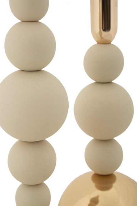 Sfeșnice decorative metalice crem cu sfere – set 2 – Bolly [3]