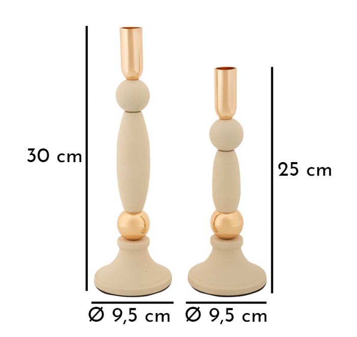 Sfeșnice decorative metalice crem – set 2 – Strek [5]