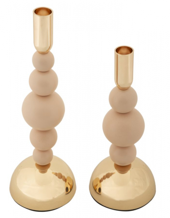 Sfeșnice decorative metalice roz cu sfere – set 2 – Bolly [3]