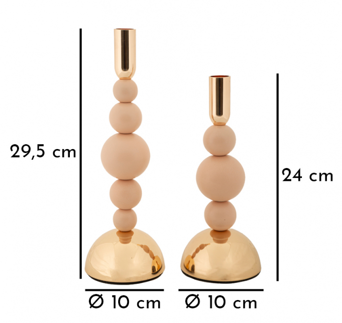 Sfeșnice decorative metalice roz cu sfere – set 2 – Bolly [5]