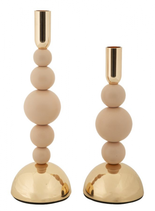 Sfeșnice decorative metalice roz cu sfere – set 2 – Bolly [1]